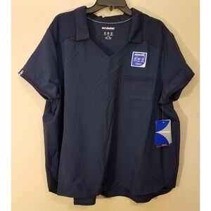 ScrubStar Scrub Top Women 2XL Performance V-neck Collar 4way Stretch Blue NEW